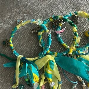 Colorful Fabric-Wrapped Charm Bracelets